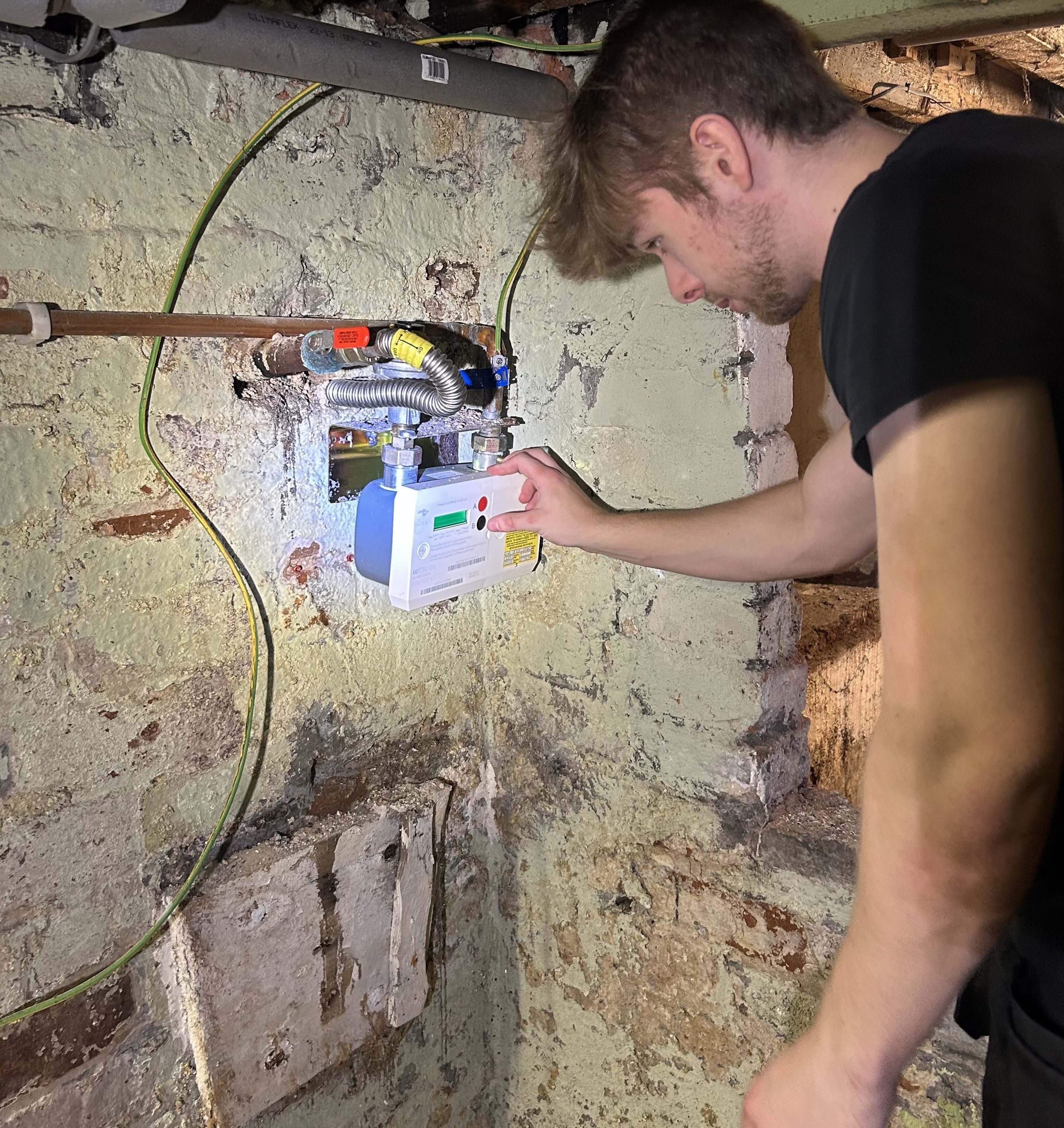 Gas engineer carrying out a landlord gas safety inspection in Chester